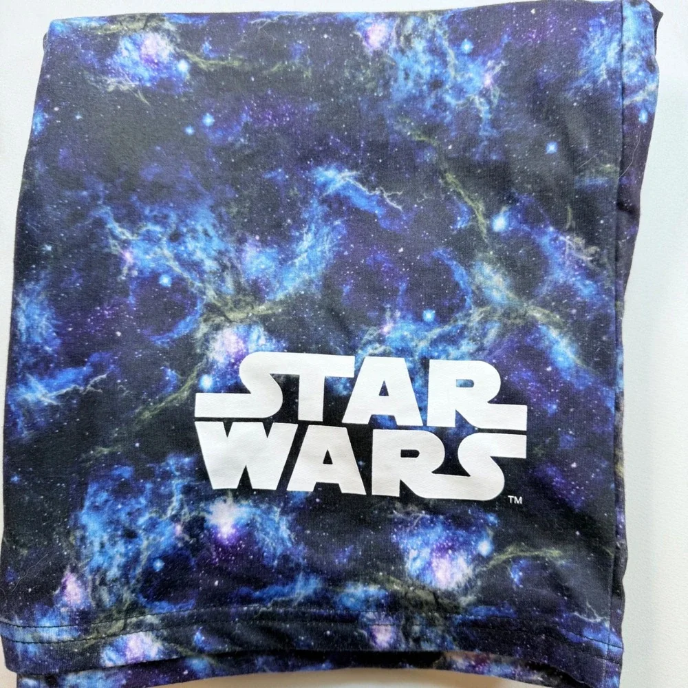 Star Wars Mens Large Galaxy Print Lounge Shorts Drawstring Blue Black Disney LG